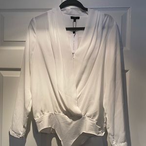 Dynamite Medium White Blouse Long Sleeved Bodysuit